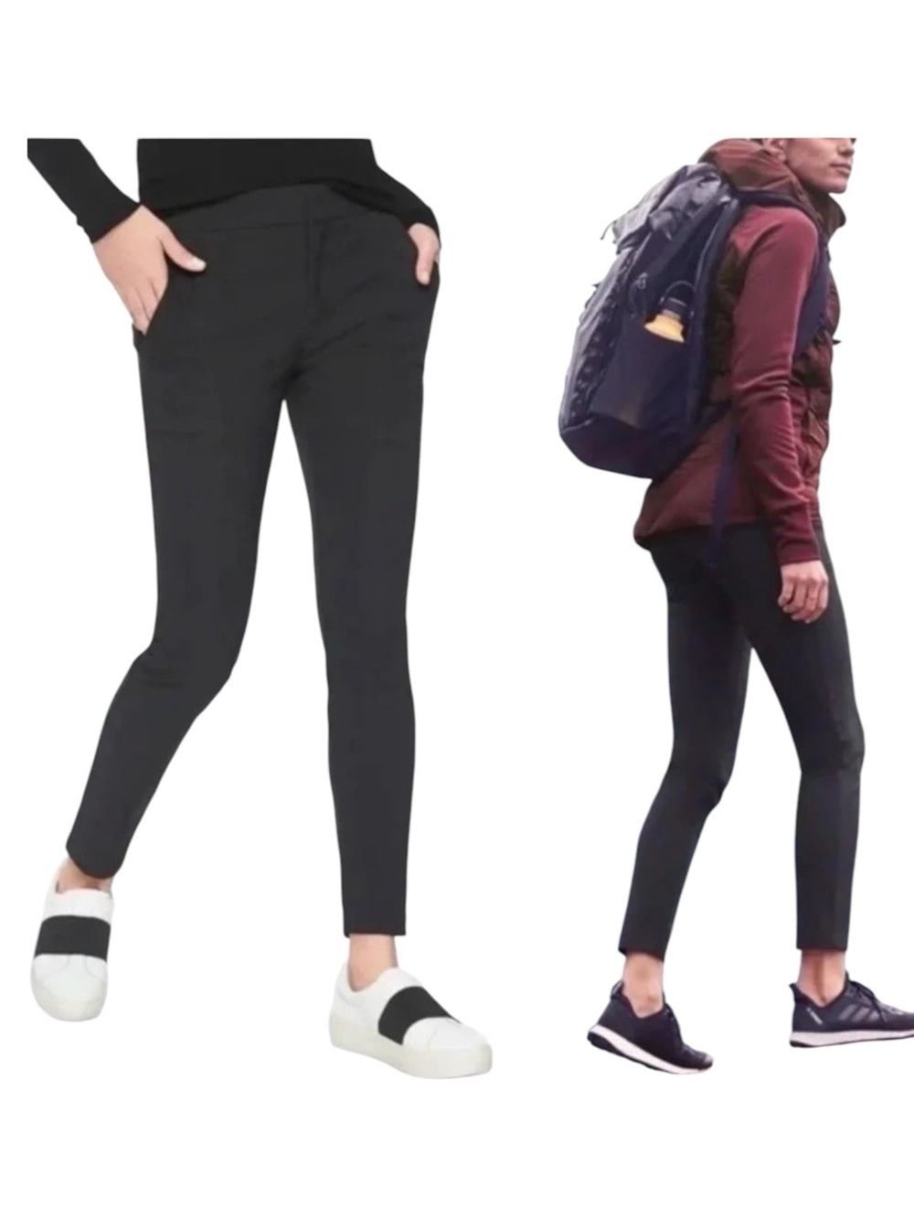 ATHLETA Black Wander Stash Skinny Pant Stretch Pockets Hiking Travel Womens Sz 4